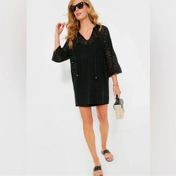 Pomander Place Black Crochet Knit Kai Tunic Dress - Picture 2 of 7